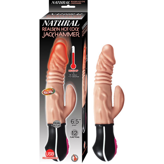 Natural Realskin Hot Cock Jackhammer White | 782631290806 | Available at EroticWarehouse.com