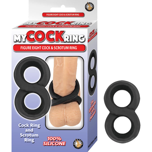 My Cockring Figure Eight Cock & Scrotum Ring Black | 782631292107 | Available at EroticWarehouse.com