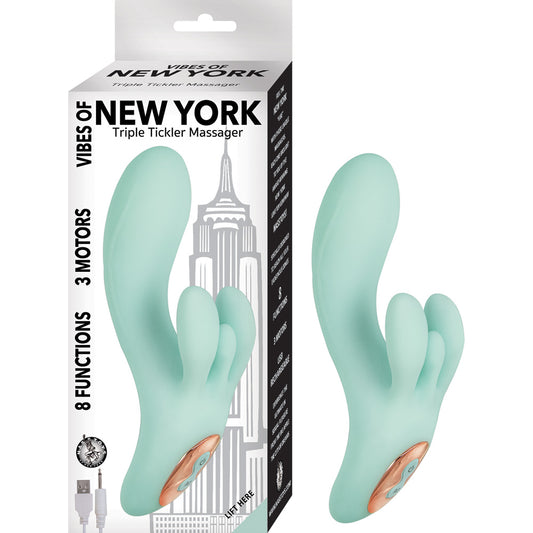 Vibes Of New York Triple Tickler Massager Aqua | 782631292312 | Available at EroticWarehouse.com