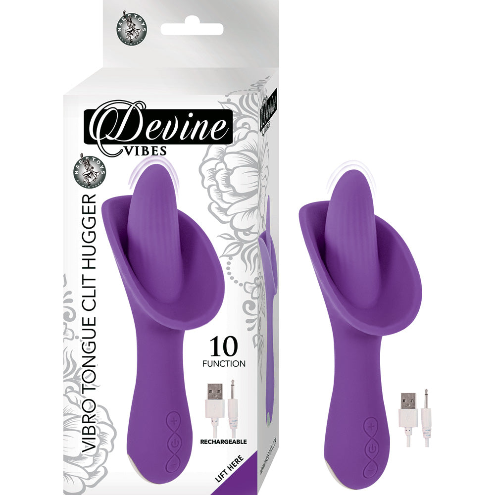 Devine Vibes Vibro Tongue Clit Hugger Purple | 782631293821 | Available at EroticWarehouse.com