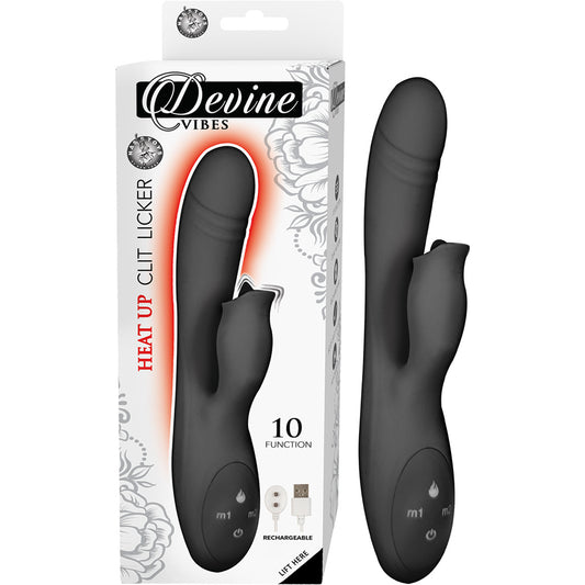 Devine Vibes Heat Up Clit Licker Black | 782631293913 | Available at EroticWarehouse.com