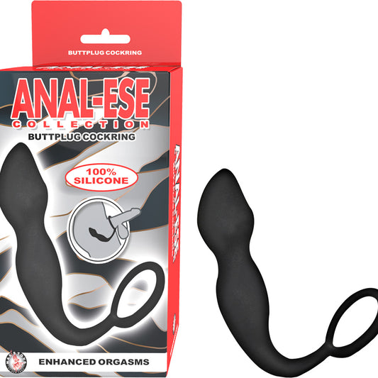 Anal Ese Collection Buttplug Cockring Black | 782631294507 | Available at EroticWarehouse.com
