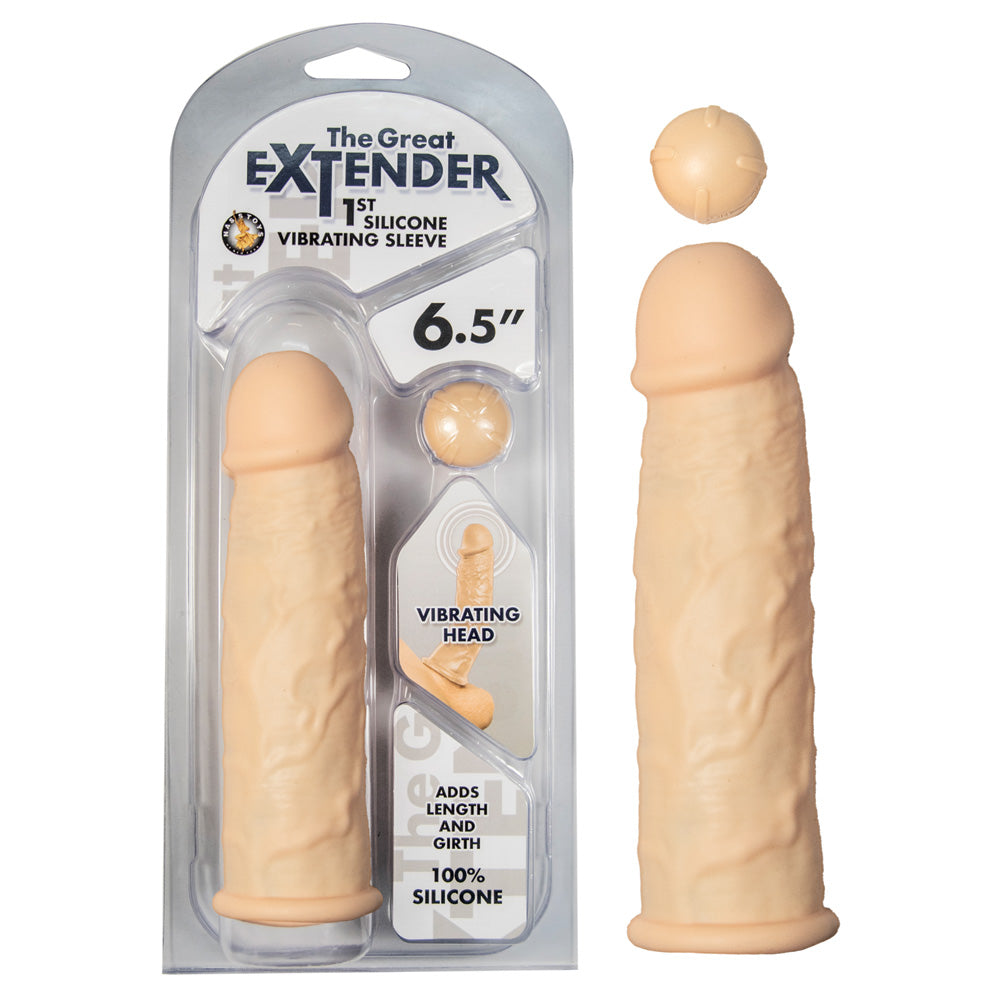 The Great Extender 1st Silicone Vibrating Sleeve 6.5 Flesh | 782631295917 | Available at EroticWarehouse.com