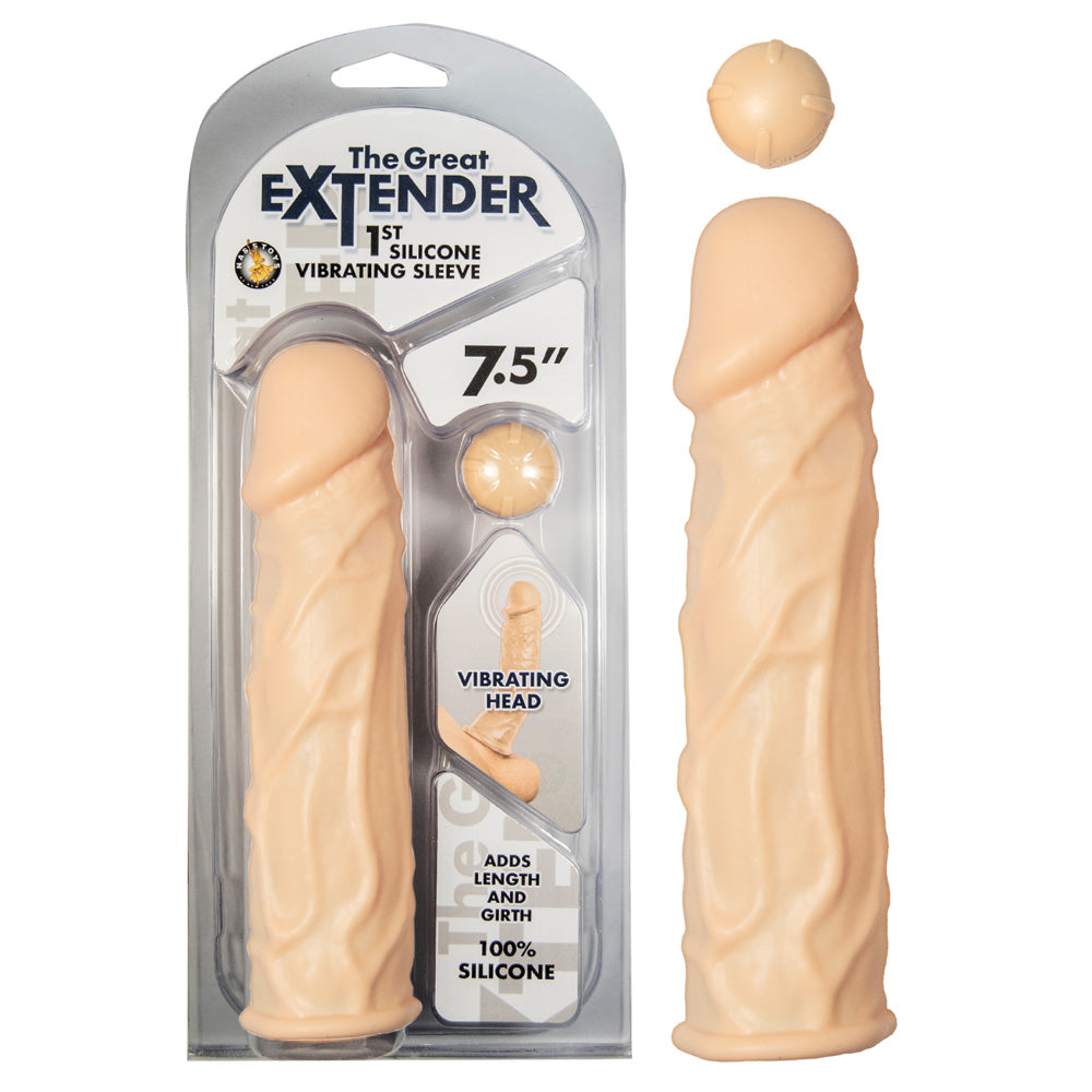 The Great Extender 1st Silicone Vibrating Sleeve 7.5 Flesh | 782631296013 | Available at EroticWarehouse.com