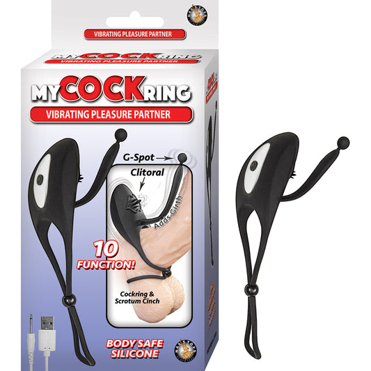 My Cockring Vibrating Pleasure Partner Black | 782631297904 | Available at EroticWarehouse.com