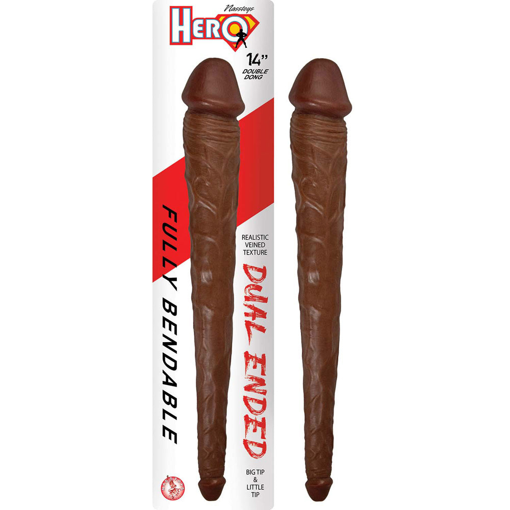 Hero 14" Double Dong Brown | 782631304329 | Available at EroticWarehouse.com