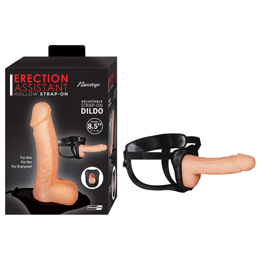 Erection Assistant Hollow Strap On 8.5'' White | 782631305517 | Available at EroticWarehouse.com
