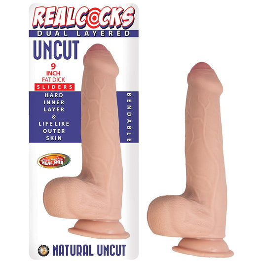 Realcocks Dual Layered Uncut Slider 9" Fat Dick White | 782631306613 | Available at EroticWarehouse.com