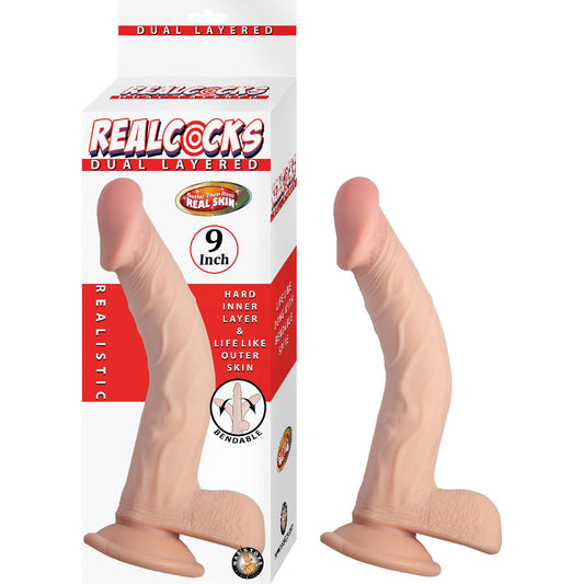 Realcocks Dual Layered 9'' White | 782631309218 | Available at EroticWarehouse.com