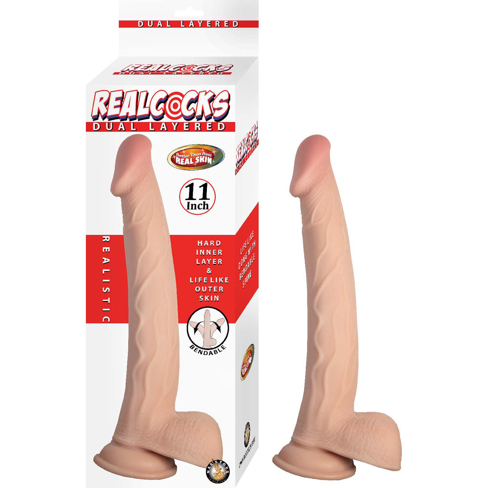 Realcocks Dual Layered 11'' White | 782631309416 | Available at EroticWarehouse.com