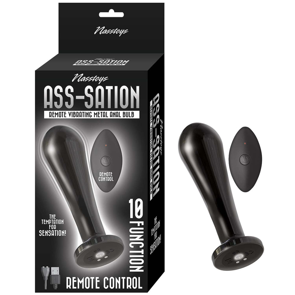 Ass-Sation Remote Vibrating Metal Anal Bulb Black | 782631311723 | Available at EroticWarehouse.com