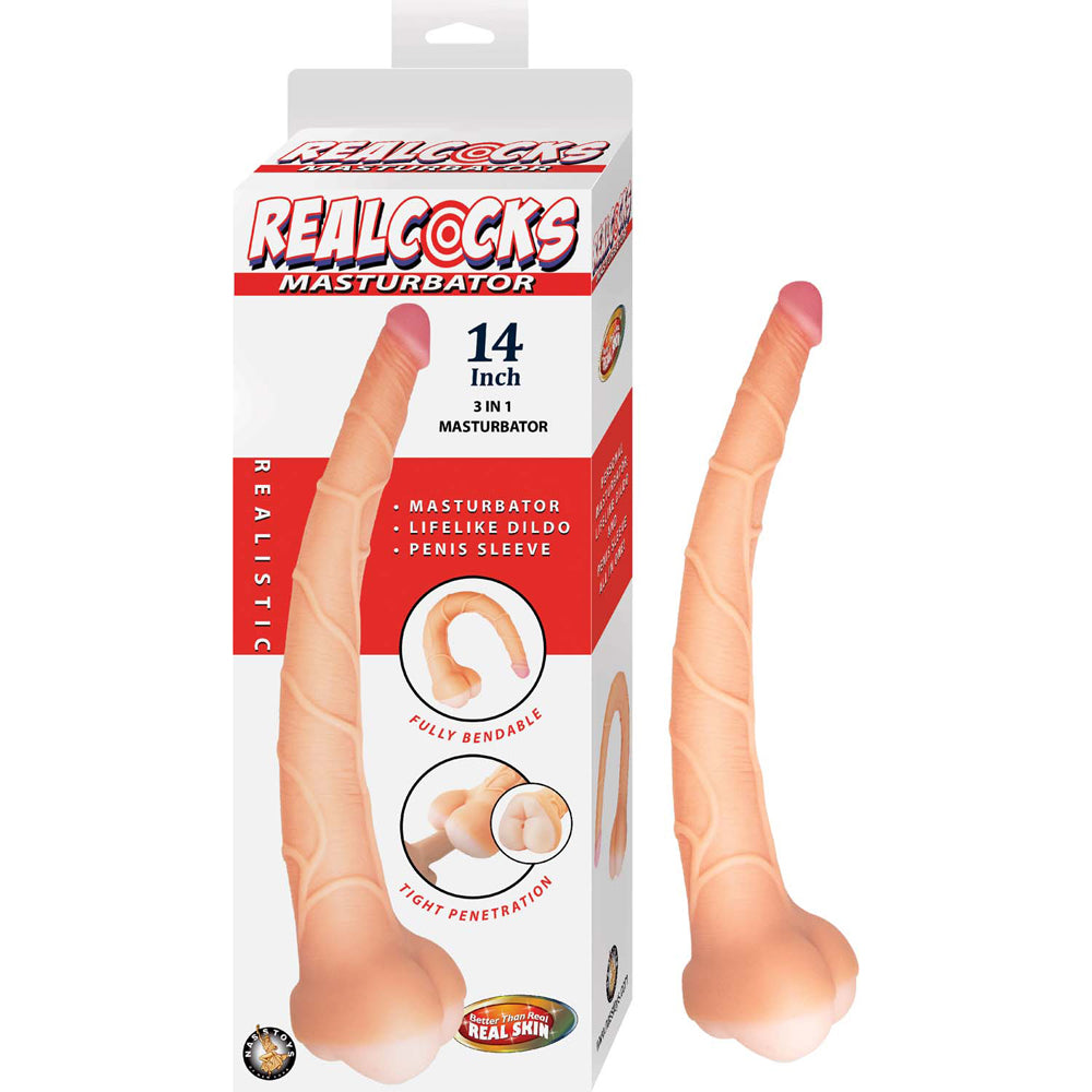 Realcocks Masturbator 14" 3 In 1 Masturbator White | 782631312201 | Available at EroticWarehouse.com