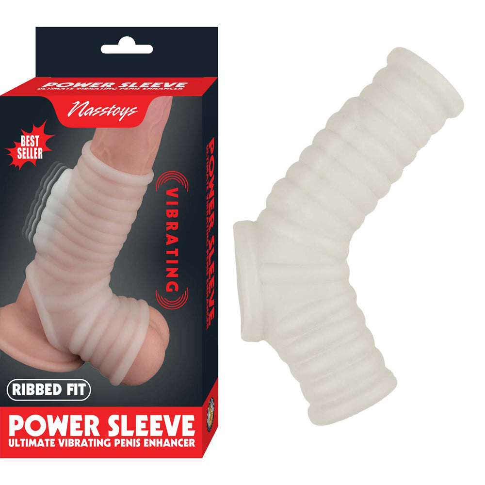 Vibrating Ribbed Sleeve White | 782631312614 | Available at EroticWarehouse.com