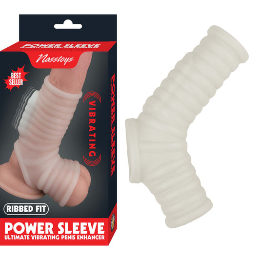 Vibrating Ribbed Sleeve White | 782631312614 | Available at EroticWarehouse.com