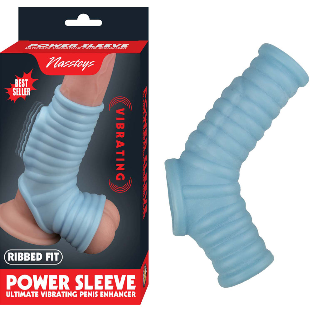 Vibrating Ribbed Sleeve Blue | 782631312621 | Available at EroticWarehouse.com