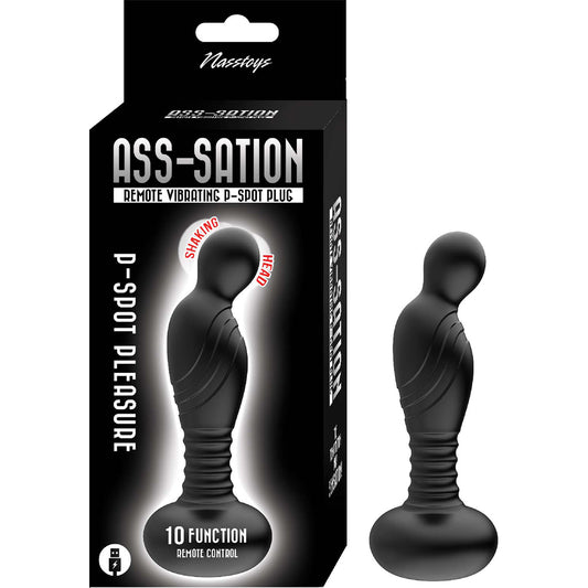 Ass-Sation Remote Vibrating P Spot Plug Black | 782631313703 | Available at EroticWarehouse.com