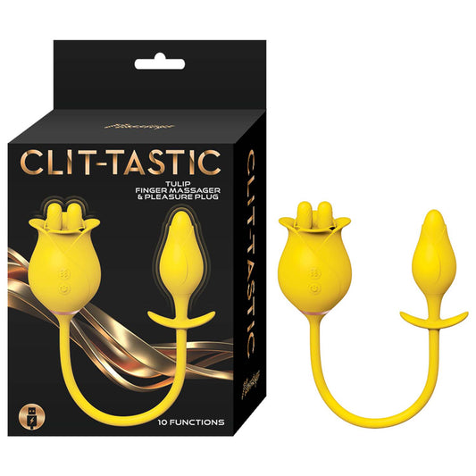Clit-Tastic Tulip Finger Massager & Pleasure Plug Yellow | 782631316322 | Available at EroticWarehouse.com