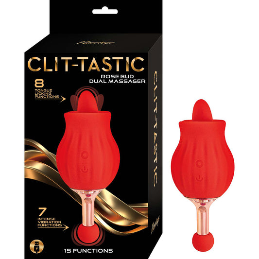Clit-Tastic Rose Bud Dual Massager Red | 782631317213 | Available at EroticWarehouse.com