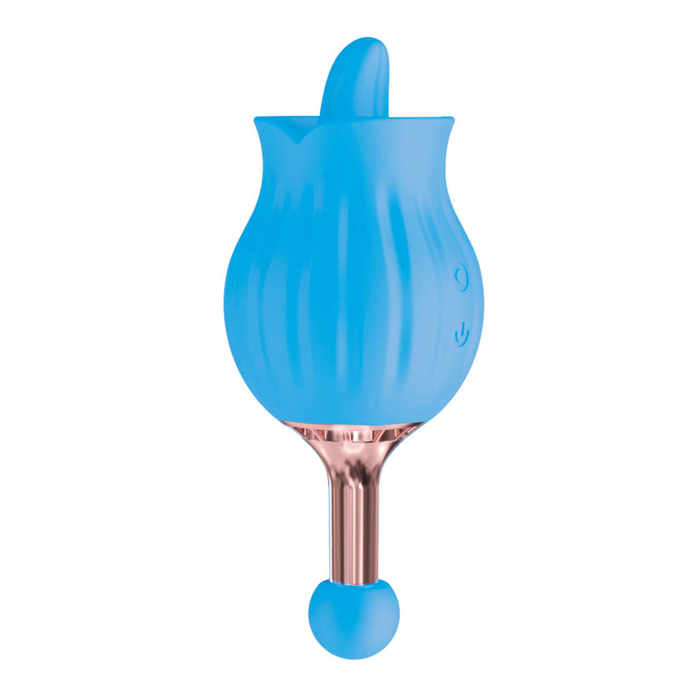 Clit-Tastic Rose Bud Dual Massager Blue | 782631317220 | Available at EroticWarehouse.com