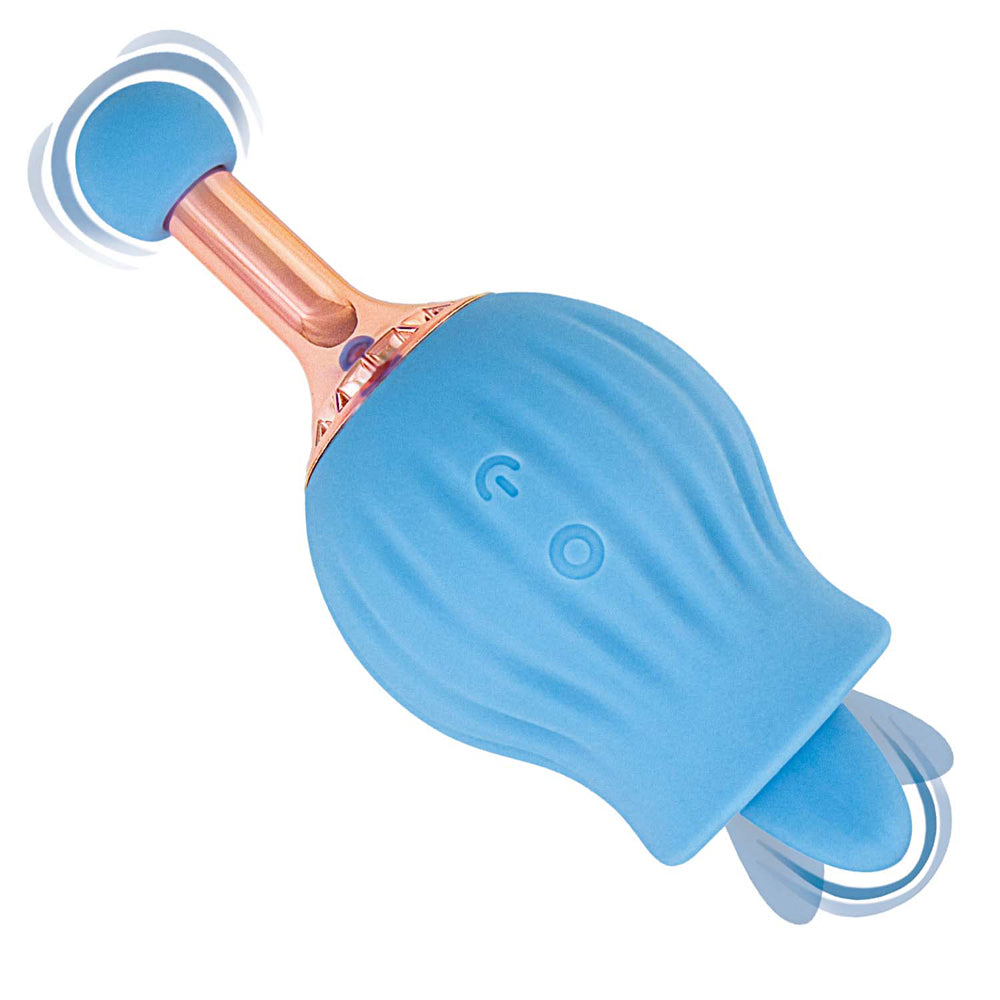 Clit-Tastic Rose Bud Dual Massager Blue | 782631317220 | Available at EroticWarehouse.com