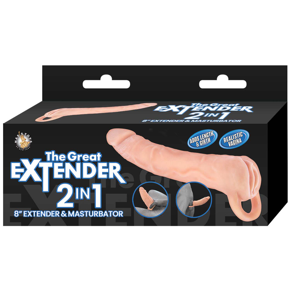 The Great Extender 2-In-1 8" Extender & Masturbator White | 782631319002 | Available at EroticWarehouse.com