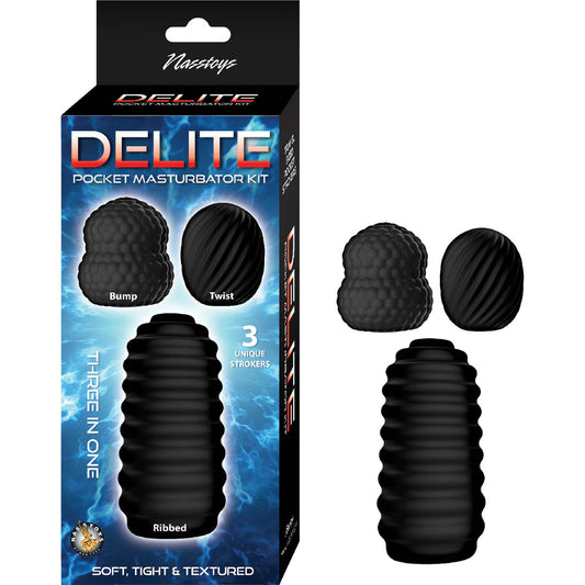 Delite Pocket Masturbator Kit Black | 782631320503 | Available at EroticWarehouse.com