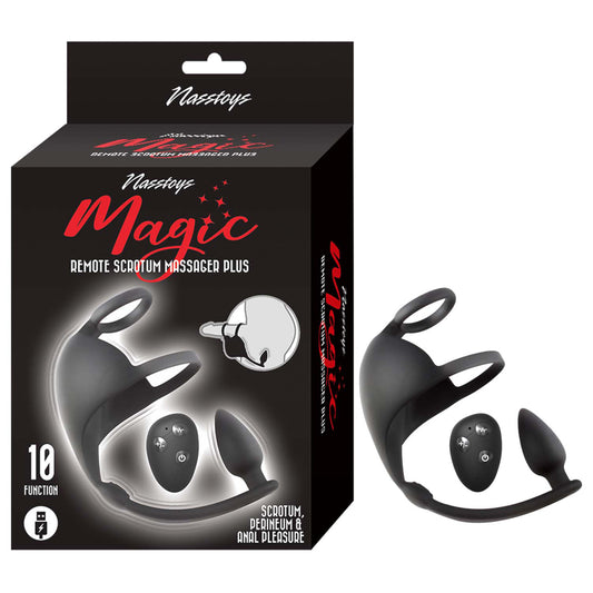 Magic Remote Scrotum Massager Plug Black | 782631321708 | Available at EroticWarehouse.com