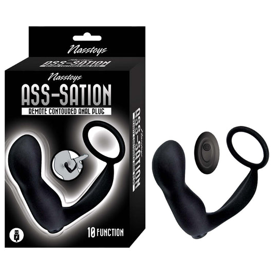 Ass-Sation Remote Contoured Anal Plug Black | 782631322002 | Available at EroticWarehouse.com