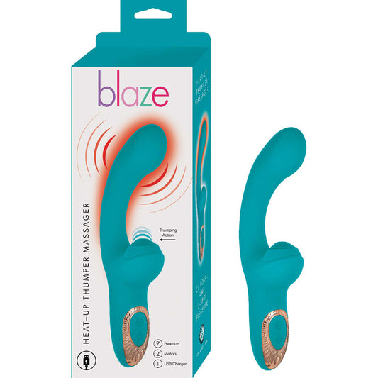 Blaze Heat-Up Thumper Massager Aqua | 782631322323 | Available at EroticWarehouse.com
