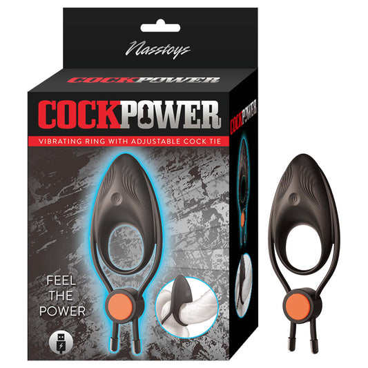 Cockpower Vibrating Ring W/Adjustable Cock Tie Black | 782631324600 | Available at EroticWarehouse.com