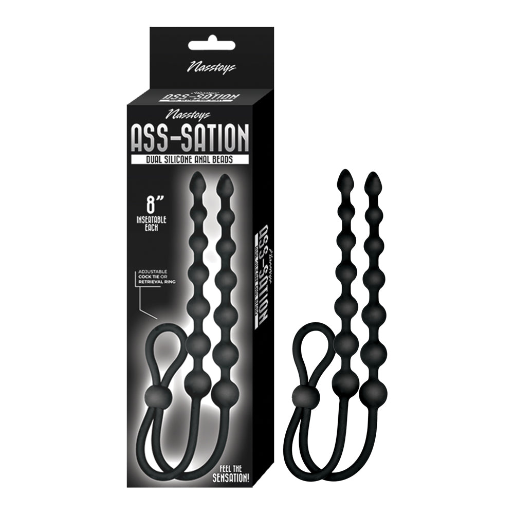 Ass-Sation Dual Silicone Anal Beads Black | 782631325904 | Available at EroticWarehouse.com
