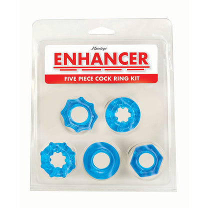 Enhancer Five Piece Cock Ring Set Blue | 782631328004 | Available at EroticWarehouse.com