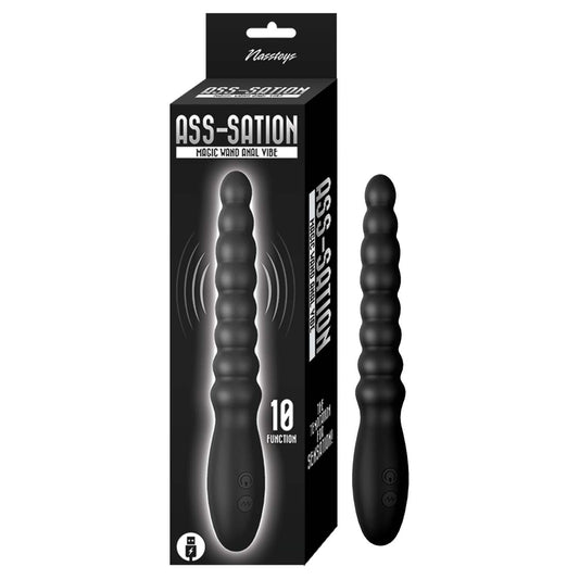 Ass-Sation Magic Wand Anal Vibe Black | 782631328417 | Available at EroticWarehouse.com