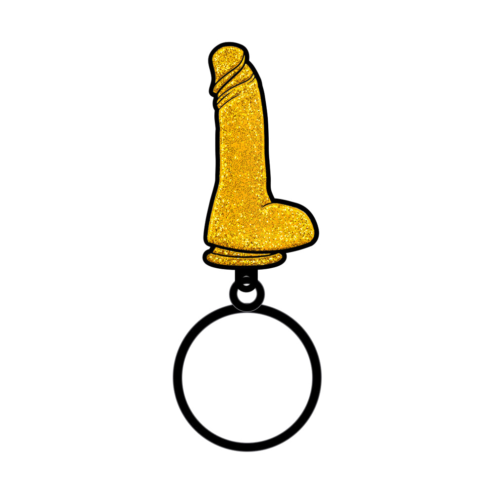 Gold Glitter Dildo Keychain | 785571086829 | Available at EroticWarehouse.com