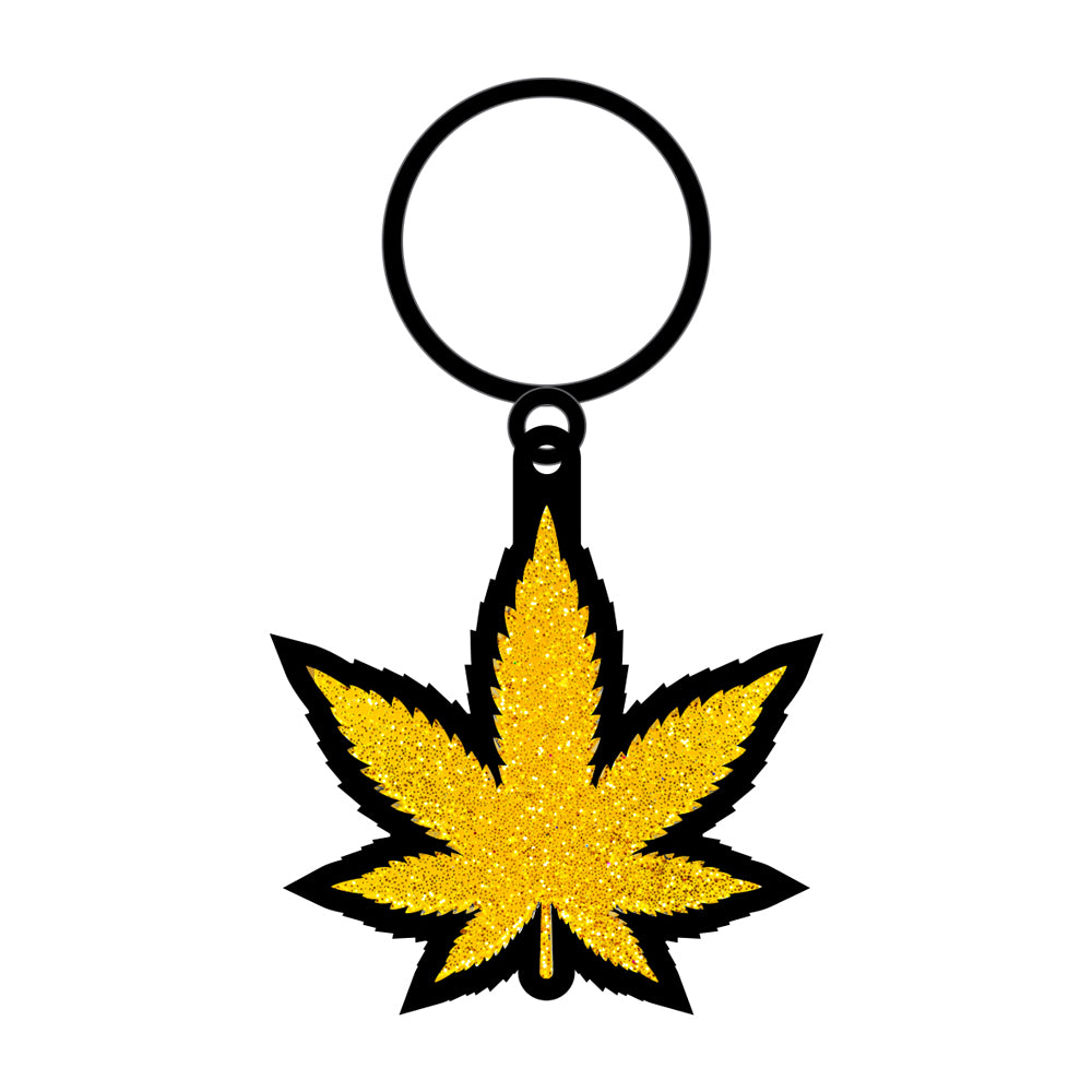 Gold Glitter Leaf Keychain | 785571086843 | Available at EroticWarehouse.com