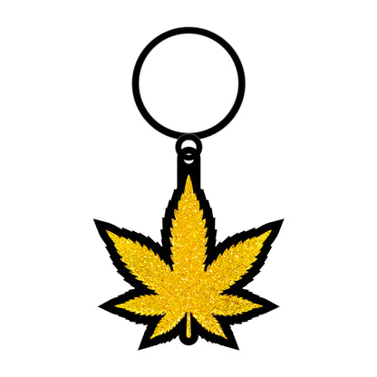 Gold Glitter Leaf Keychain | 785571086843 | Available at EroticWarehouse.com