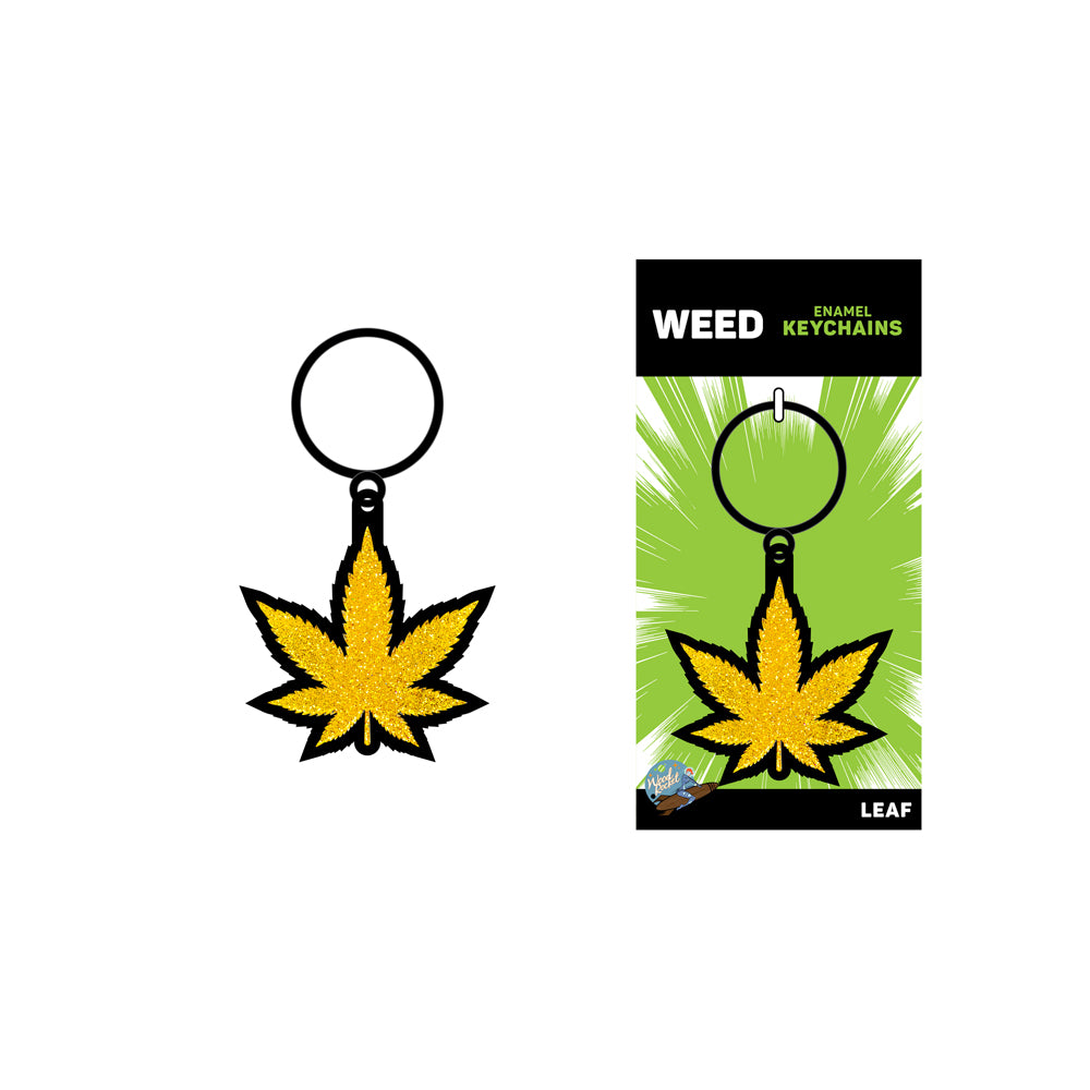 Gold Glitter Leaf Keychain | 785571086843 | Available at EroticWarehouse.com