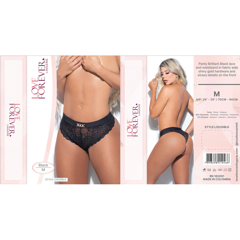 Panty Brilliant Black Lace Medium | 7898698210466 | Available at EroticWarehouse.com