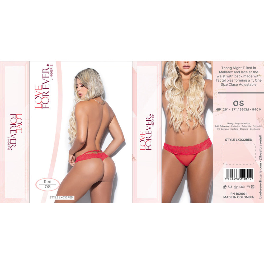 Thong Night T Red In Mallatex One Size | 7898698210510 | Available at EroticWarehouse.com