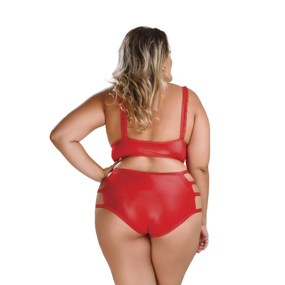 Bondage Set Top W/ Removable Collar & Pants Red Plus Size | 7898911401916 | Available at EroticWarehouse.com