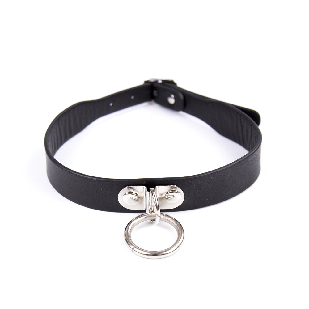 D Ring PVC Collar Black | 802991614156 | Available at EroticWarehouse.com