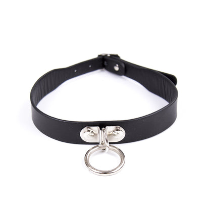 D Ring PVC Collar Black | 802991614156 | Available at EroticWarehouse.com