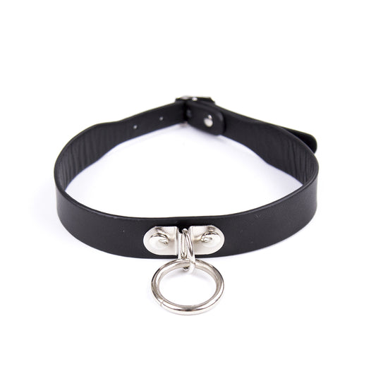 D Ring PVC Collar Black | 802991614156 | Available at EroticWarehouse.com