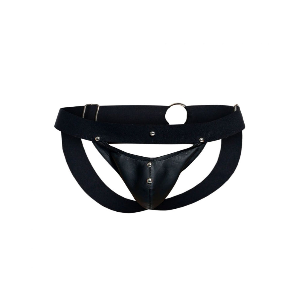 Dngeon Peekaboo Jockstrap Black One Size | 804859874535 | Available at EroticWarehouse.com