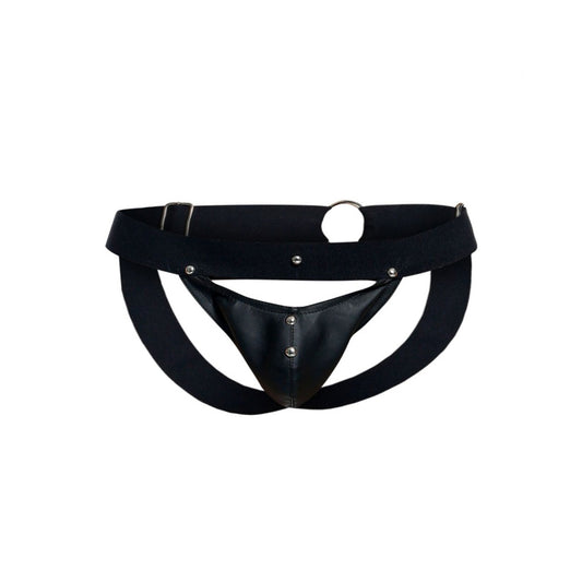 Dngeon Peekaboo Jockstrap Black One Size | 804859874535 | Available at EroticWarehouse.com
