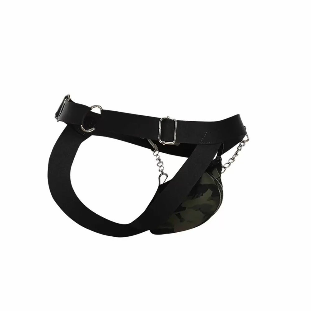 Dngeon Chain Jockstrap Army One Size | 804859876324 | Available at EroticWarehouse.com
