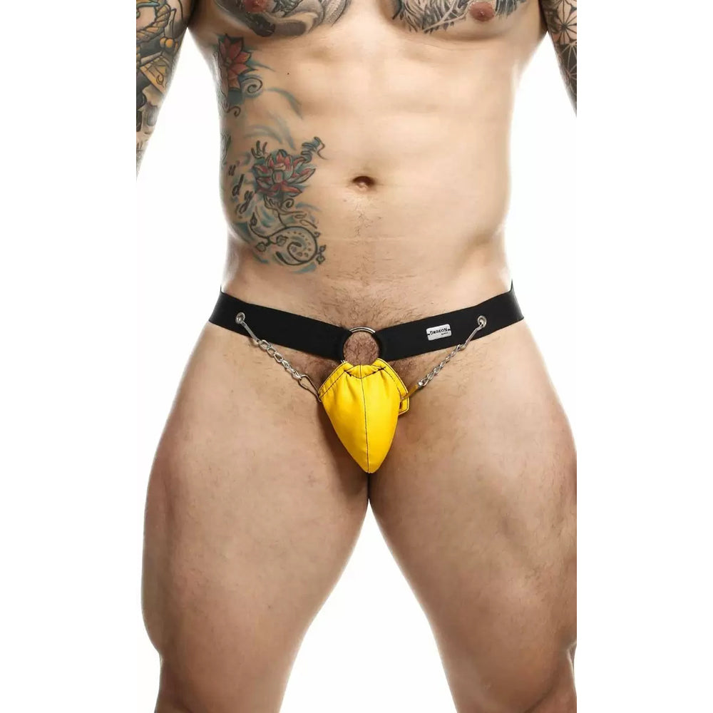 Dngeon Chain Jockstrap Yellow One Size | 804859876355 | Available at EroticWarehouse.com