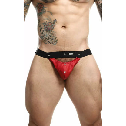 Dngeon Peekaboo Jockstrap Red One Size | 804859876423 | Available at EroticWarehouse.com