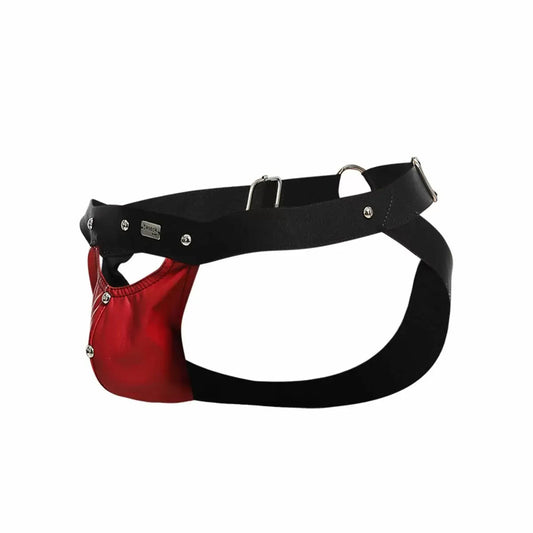 Dngeon Peekaboo Jockstrap Red One Size | 804859876423 | Available at EroticWarehouse.com