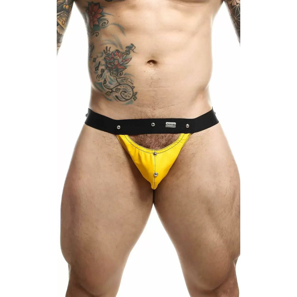 Dngeon Peekaboo Jockstrap Yellow One Size | 804859876430 | Available at EroticWarehouse.com